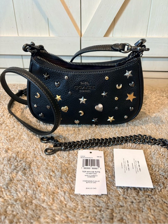 Coach Handbags - NWT Coach mini Teri with rivets (gunmetal)